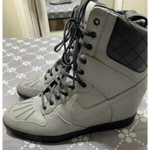 Nike Dunk Hidden Wedge Sky Hi Silver Gray Black Womens Sneaker Sz 8.5 Heel Fit